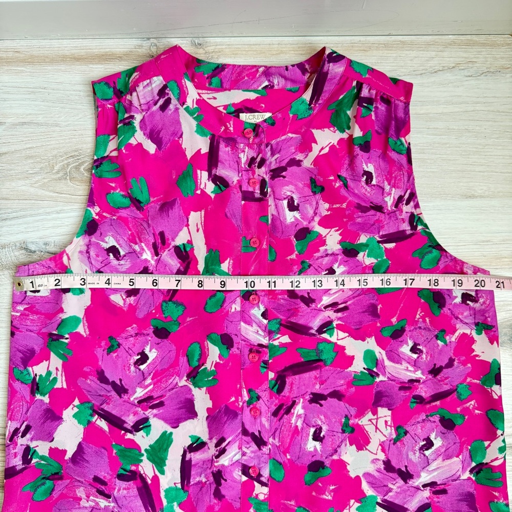 J. Crew Multicolor Floral Printed Sleeveless Button Down Blouse Women Size 14 - Picture 7 of 8